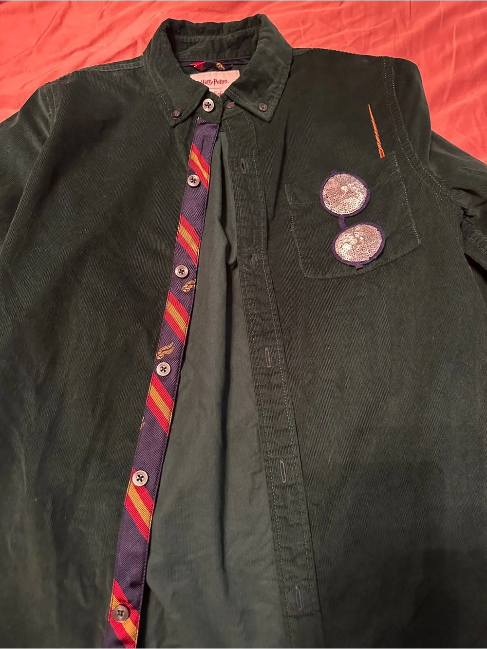 Mini Boden x Harry Potter Green Kids Corduroy Button-Up Shirt size 11-12 unisex